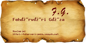 Fehérvári Géza névjegykártya