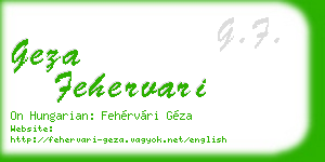 geza fehervari business card